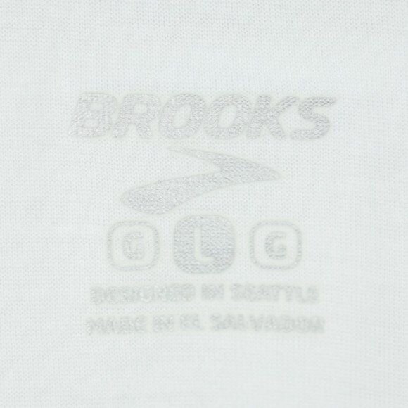 Brooks Running Girls Large White Purple Crewneck Graphic Short Sleeve Tee - Picture 6 of 6